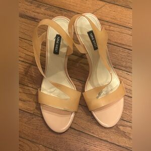 Nine West, nude strap heels.size 9.5